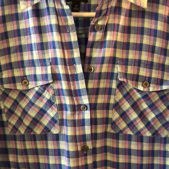 🛑SOLD🛑 Talbots Women’s Plaid Button Front Top, Long Sleeve Flap Pockets - Picture 2 of 5